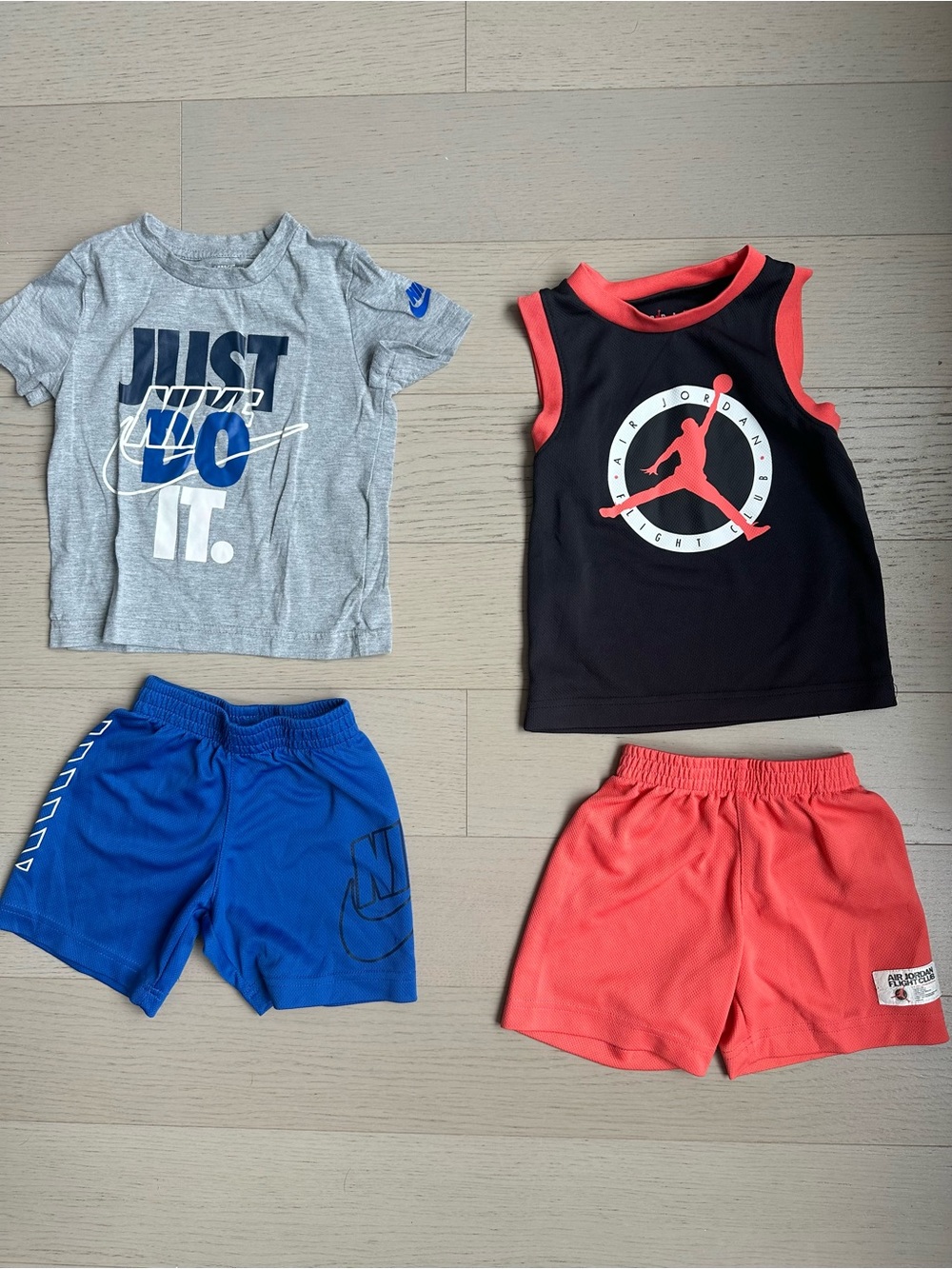 Jordan Kids Two-Piece Matching Sets in Black, Red, Blue, and Gray